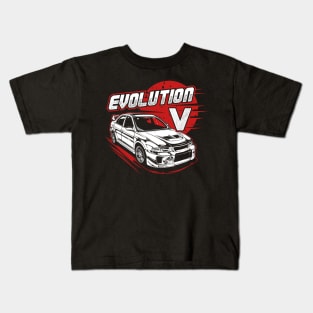 Lancer Evolution V (White Print) Kids T-Shirt